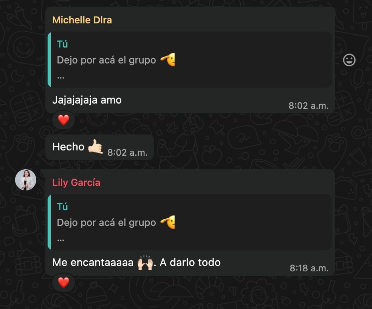 Captura de WhatsApp de la apuesta